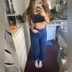 brandy melville dark wash wide leg jeans